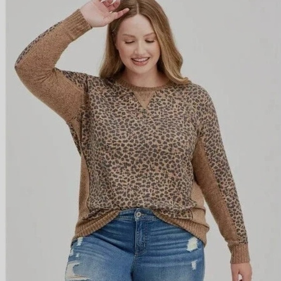 torrid Tops - TORRID Top Womens Size 1X Cheetah Print Soft Brush Waffle Knit Shirt Animal